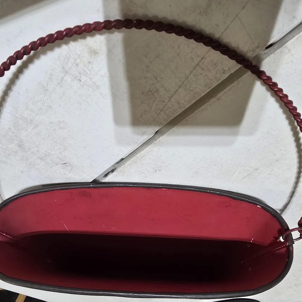 Red and Black Moose Design Metal Hanging Bin.